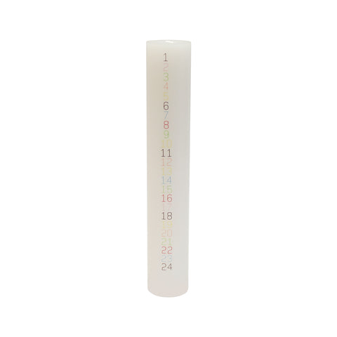Hvid kalenderlys - Multi farvet tal (Tynde tal)